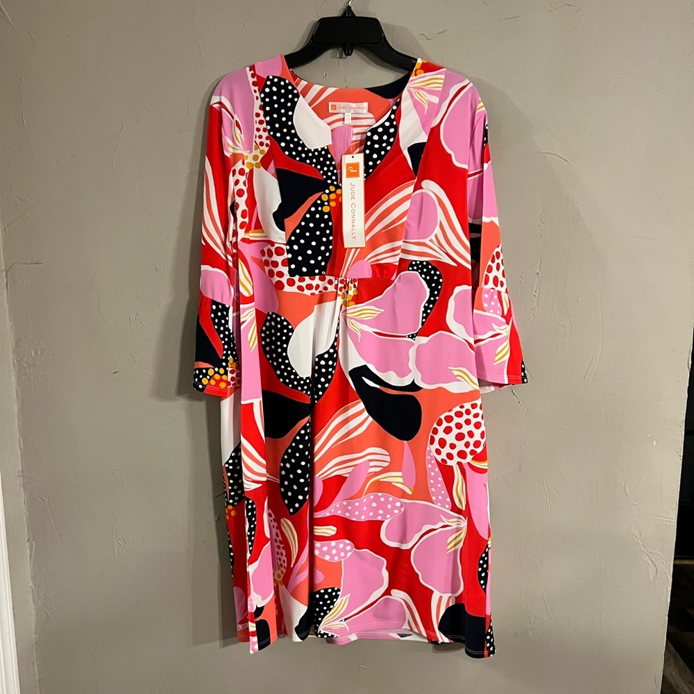 Jude Connally Red and Pink Polka Dot Dress